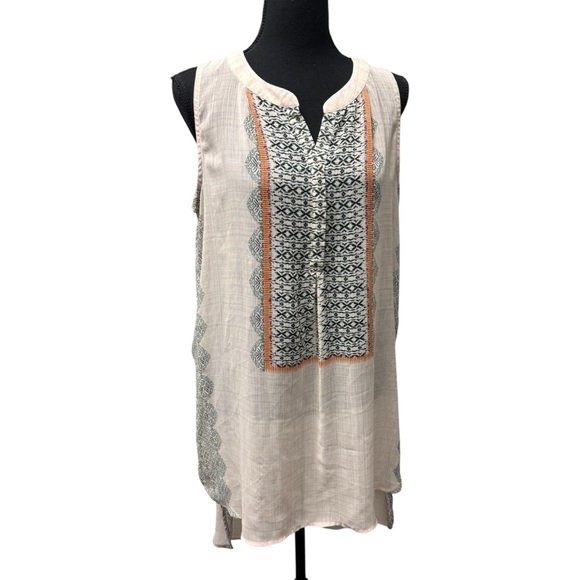 Knox Rose Tops - Knox Rose Boho Tunic Dress Size 1 Tan Black High Low Sleeveless